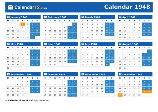 Calendar 1948