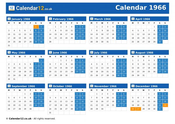 Calendar 1966