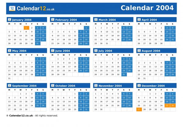 Calendar 2004