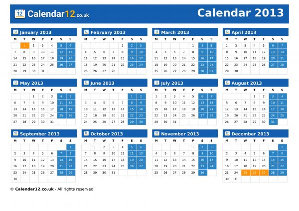 Calendar 2013